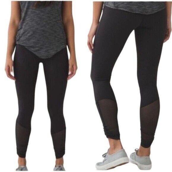lululemon athletica Pants - RARE Lululemon High Waisted Mesh Scrunch Leggings Black Size 6